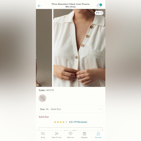 Anthropologie XL Pilcro Sleeveless V-Neck Linen Flounce Mini Dress - Picture 2 of 7